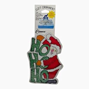 Vintage Berwick Santa HO HO HO Gift Ornament Magnet Card NOS Christmas Décor